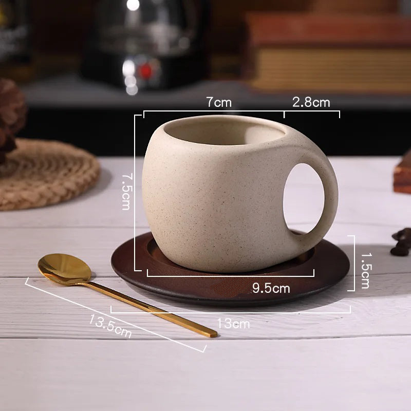 Sculpted Ceramic Coffee Cup and Saucer Set - Image 5
