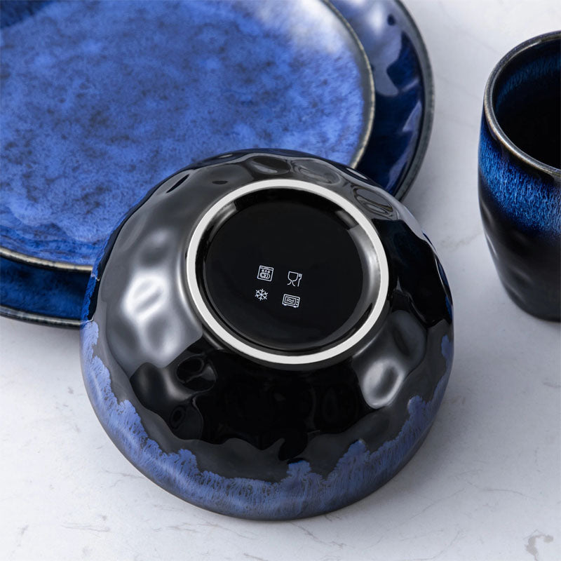 Black and Blue Glazed Ceramic Dinnerware Collection - Image 6