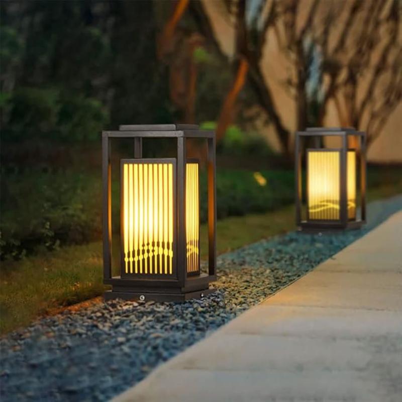 Black Metal LED Solar Outdoor Lantern - Image 10