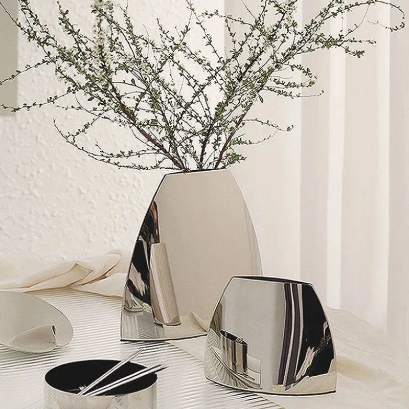 Silver Arched Mirror Vase - Image 4