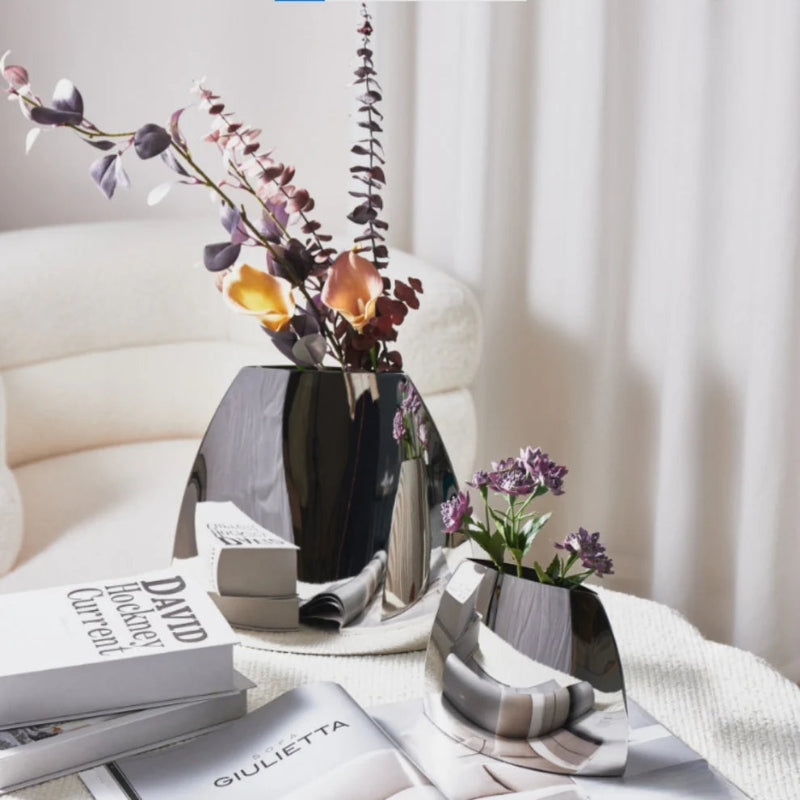 Silver Arched Mirror Vase - Image 2