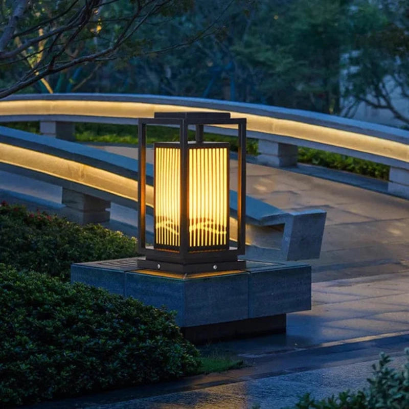 Black Metal LED Solar Outdoor Lantern - Image 2