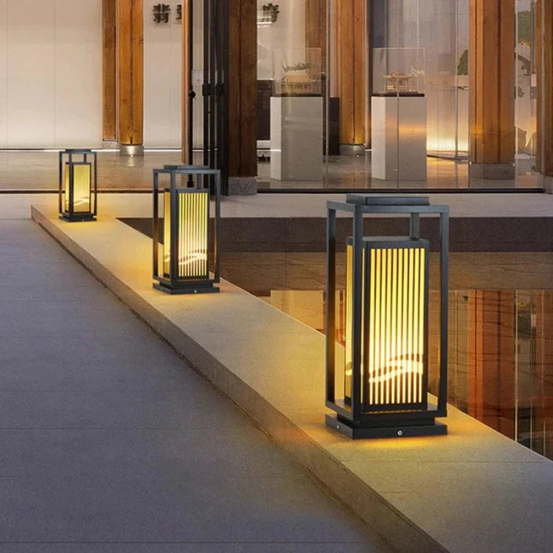 Black Metal LED Solar Outdoor Lantern - Image 11