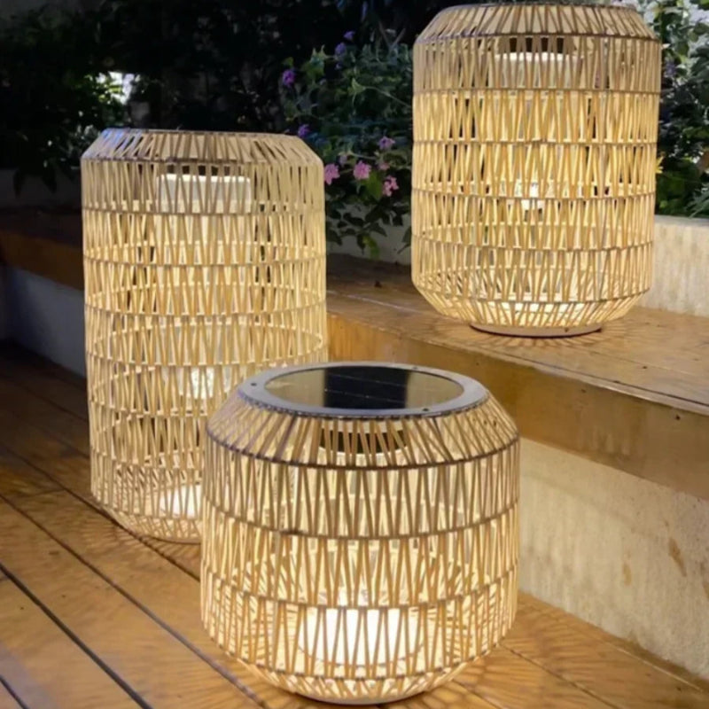 Solar Rattan Outdoor Lantern - Image 2