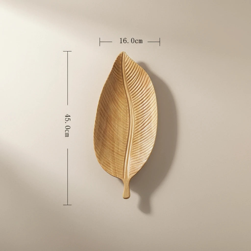 Carved Wood Leaf Serving Tray - Image 15