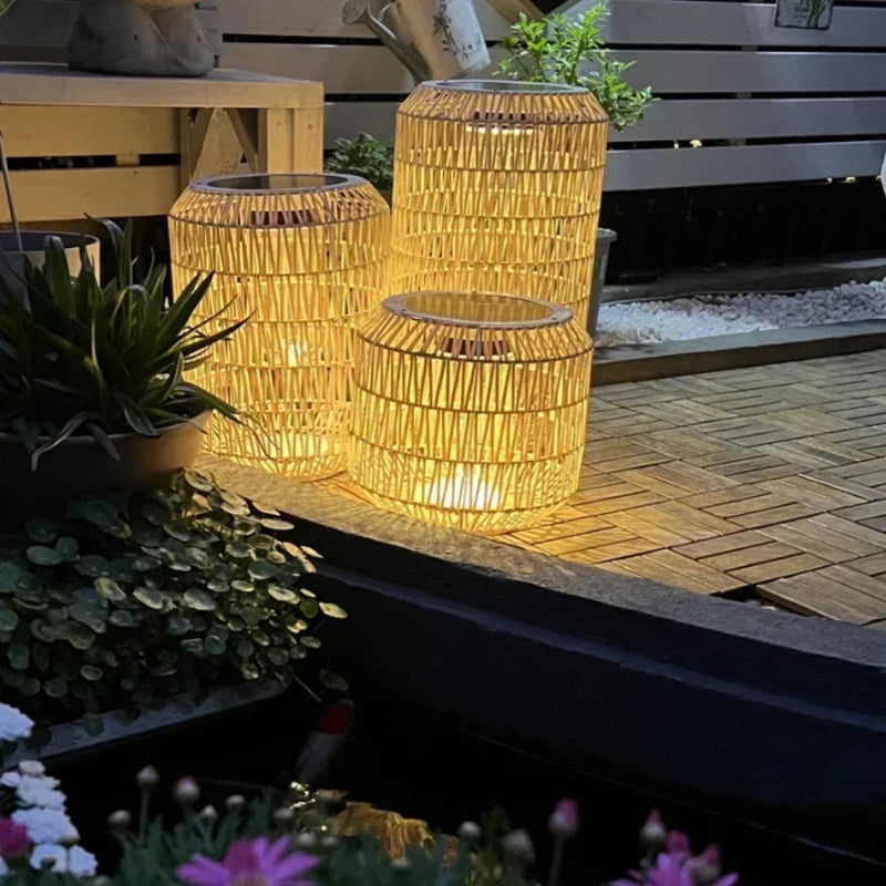 Solar Rattan Outdoor Lantern - Image 5