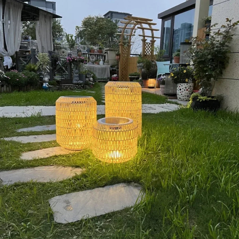 Solar Rattan Outdoor Lantern - Image 3