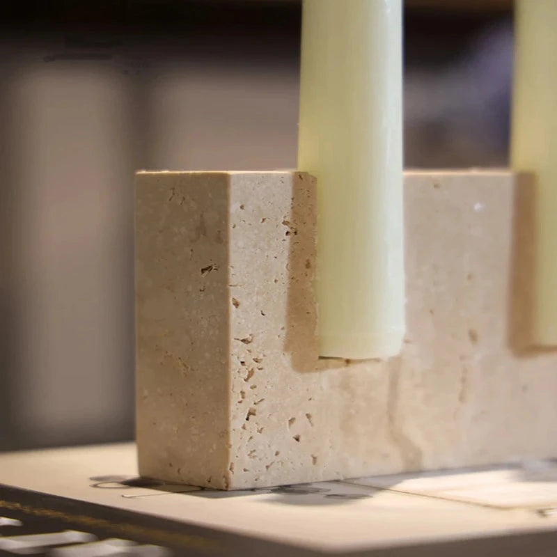 Sculptural Travertine Candlestick Holder - Image 5