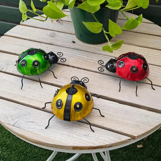 Solar Metal Ladybug Garden Light