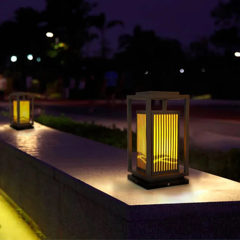 Black Metal LED Solar Outdoor Lantern - Image 8