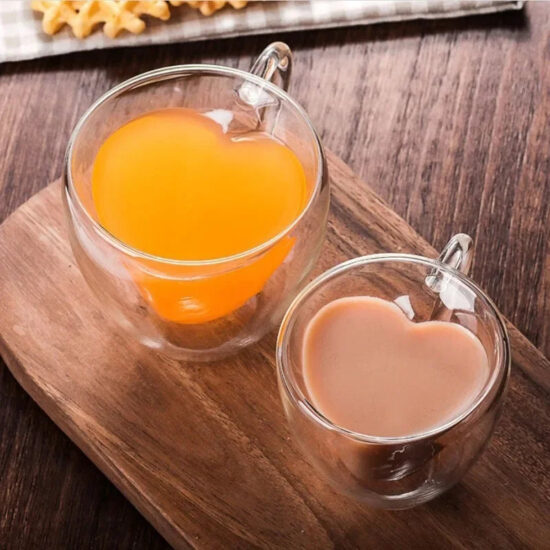 Heart Shape Glass Coffee Mug