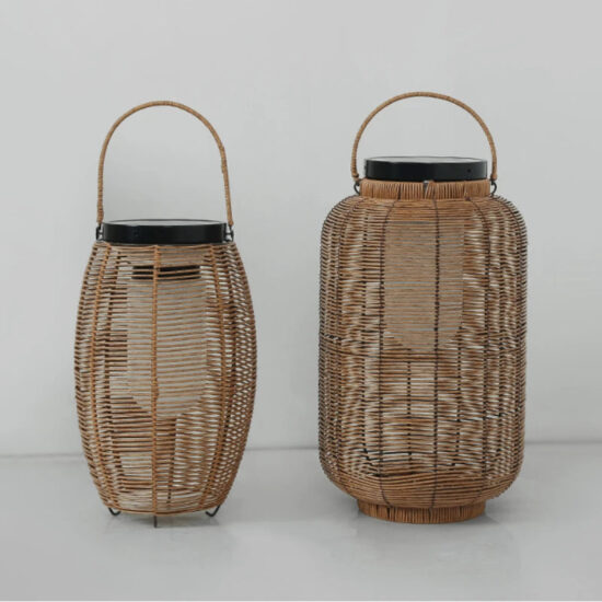 Woven Rattan Solar Floor Lanterns