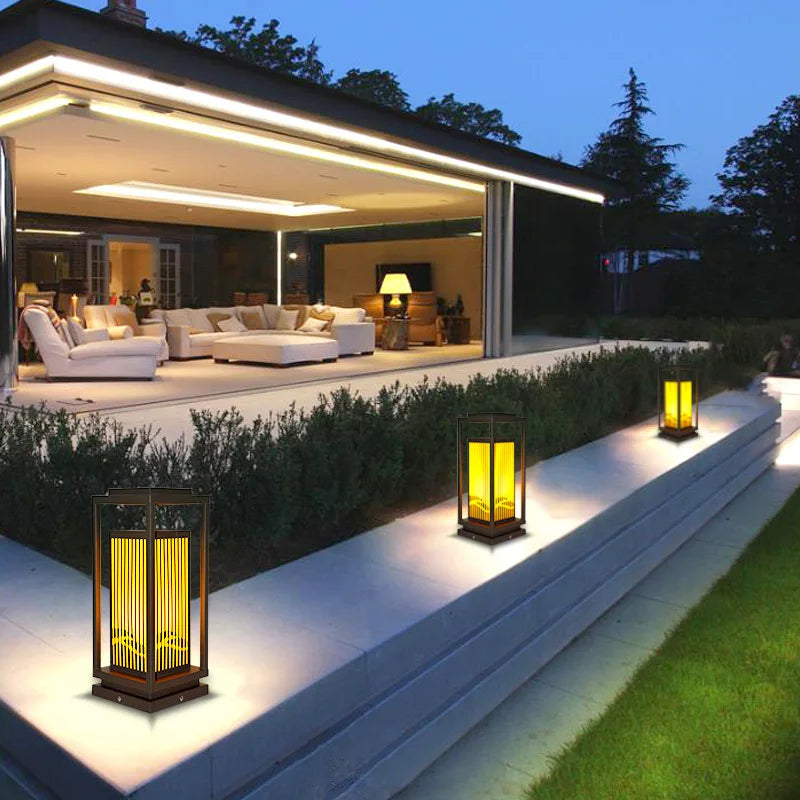 Black Metal LED Solar Outdoor Lantern - Image 4