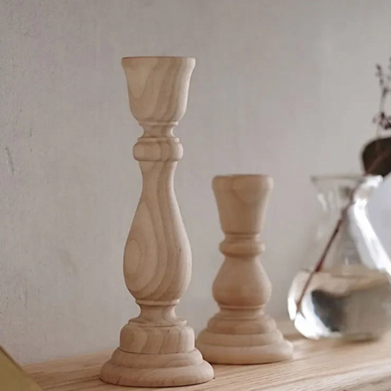 Natural Wood Candlestick Holders, Set of Two - Image 4