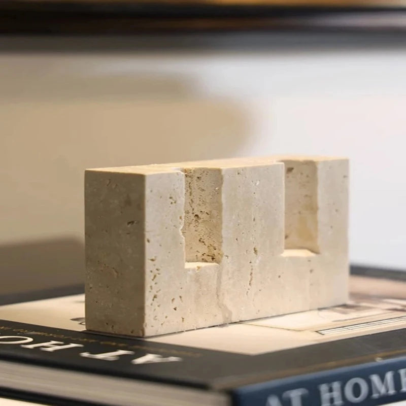Sculptural Travertine Candlestick Holder - Image 6