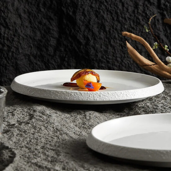 White Textured Ceramic Dinnerware 4-Piece Set