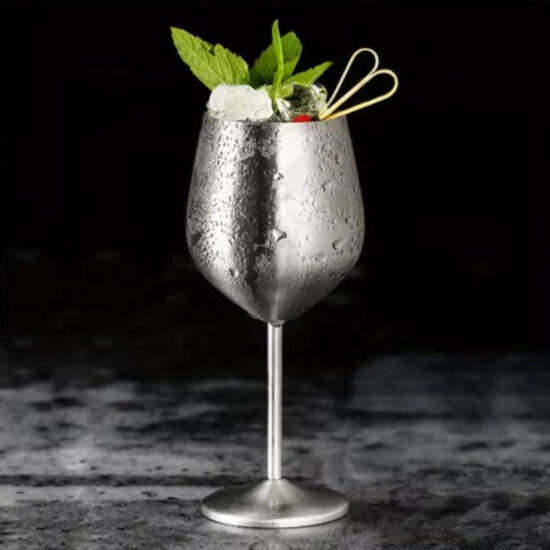 Stainless Steel Stemmed Wine Glasses, Set of 6