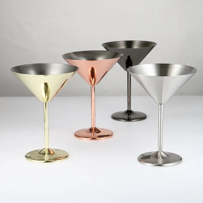 Stainless Steel Stemmed Martini Glasses - Image 3