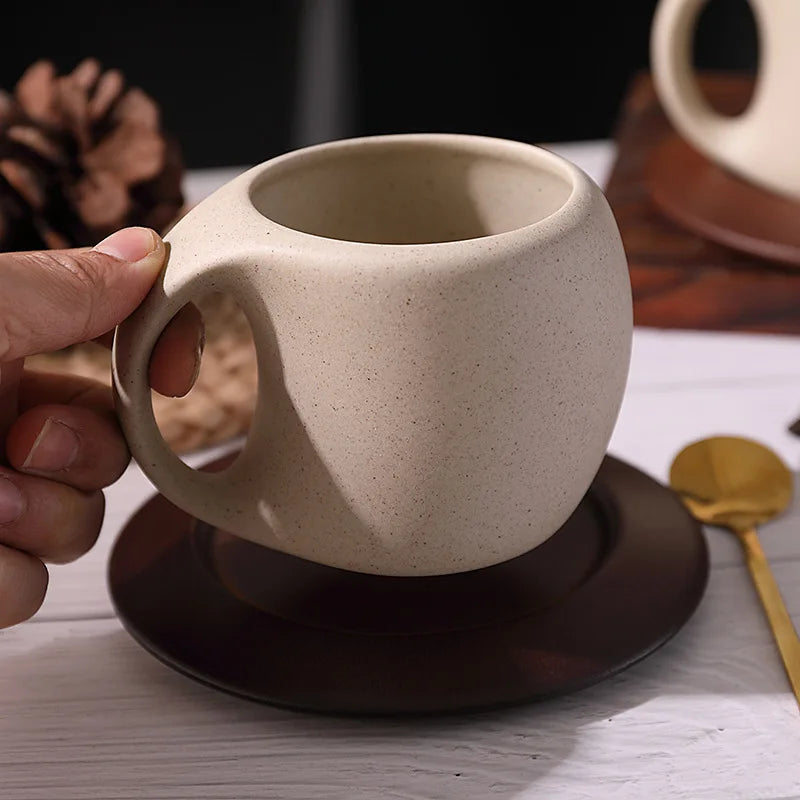 Sculpted Ceramic Coffee Cup and Saucer Set - Image 4