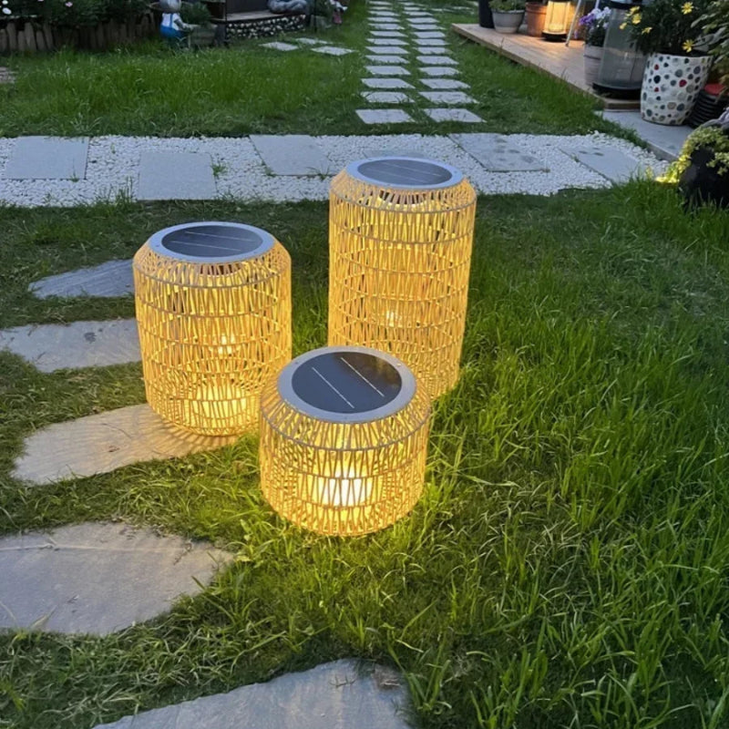 Solar Rattan Outdoor Lantern - Image 4
