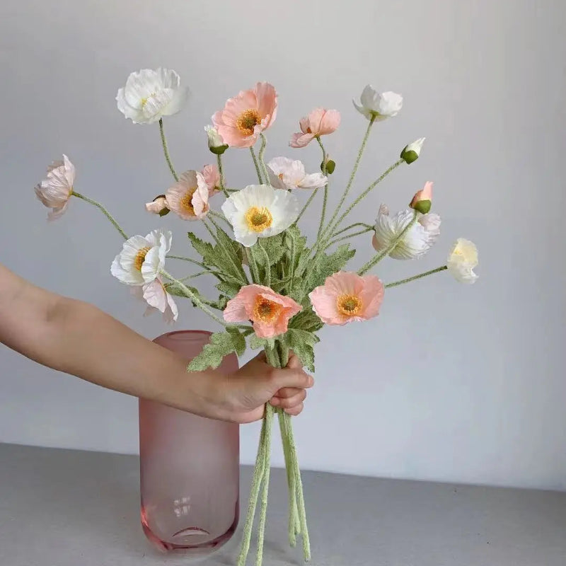 Faux Poppy Stems, Set of 6