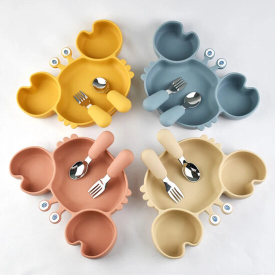 Silicone Crab Plate with Cutlery
