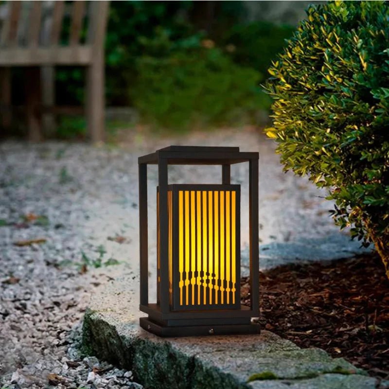 Black Metal LED Solar Outdoor Lantern - Image 7