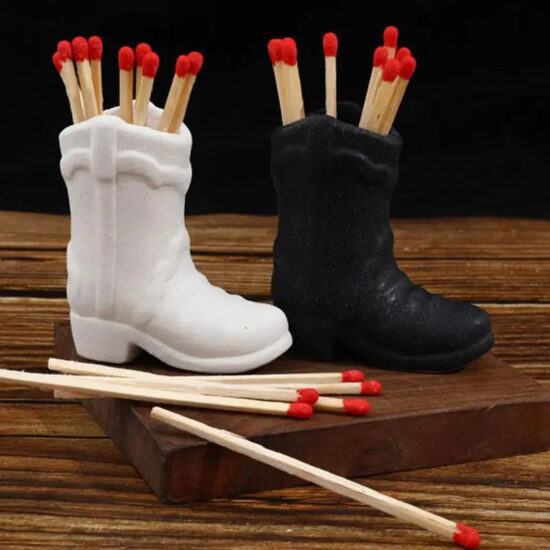 Ceramic Cowboy Boot Match Holder