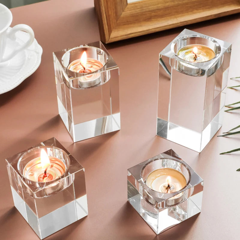 Square Glass Candle Holders - Image 2
