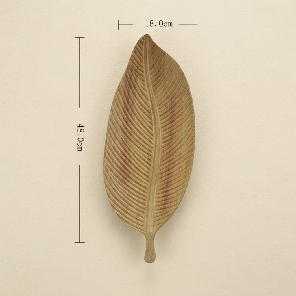 Carved Wood Leaf Serving Tray - Image 16