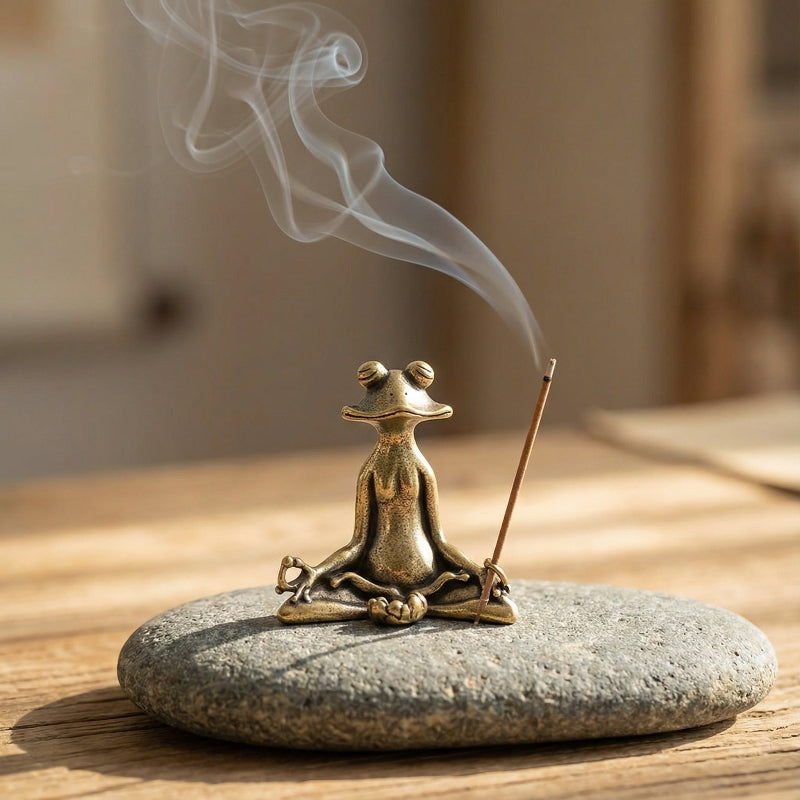 Zen Brass Incense Frog - Image 5